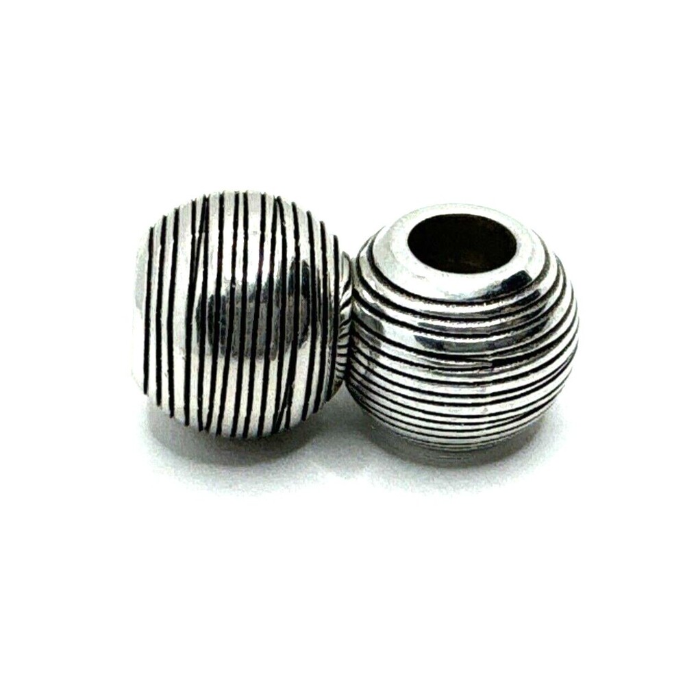Brighton Eternity Striped Stripes Pattern Silver Spacer Beads-Lot of 2